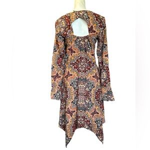 WRANGLER RETRO BELL SLEEVE HANDKERCHIEF HEM DRESS WESTERN‎  SIZE SMALL
